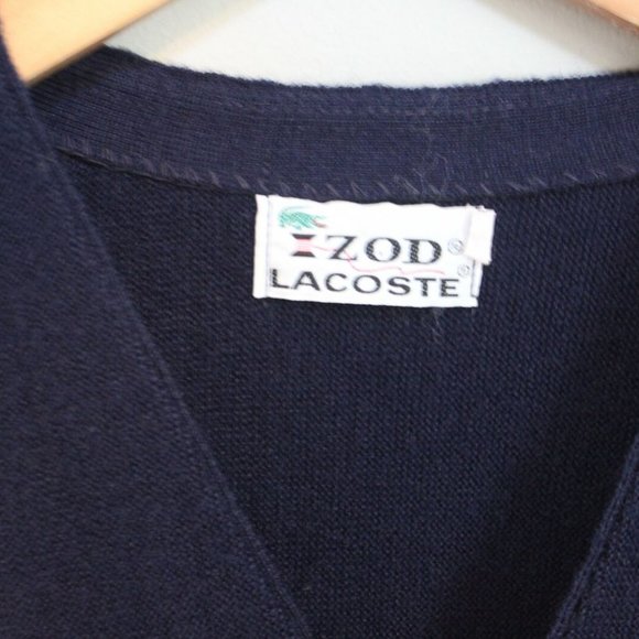 Vintage IZOD Lacoste V-neck Cardigan Sweater Navy Men's Size Medium H11651 - Picture 4 of 7